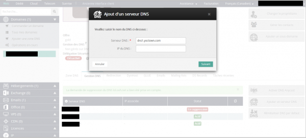 Ajout d'un premier serveur DNS