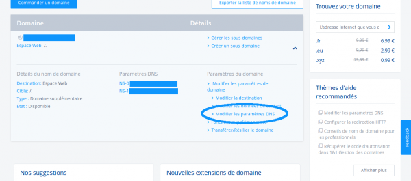 Modification des DNS 1&1