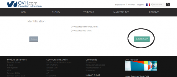Identification à son compte OVH