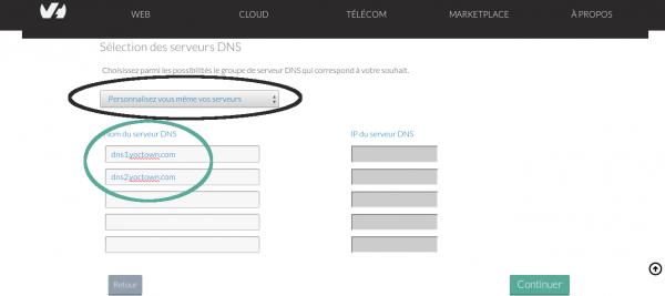 Réglages des DNS 